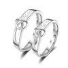 S925 silver knotted concentric ring love diamonds set sterling silver ring heart and heart men and women ring