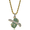 hiphop flying money with wings 1 dollar sign banknote pendant necklace