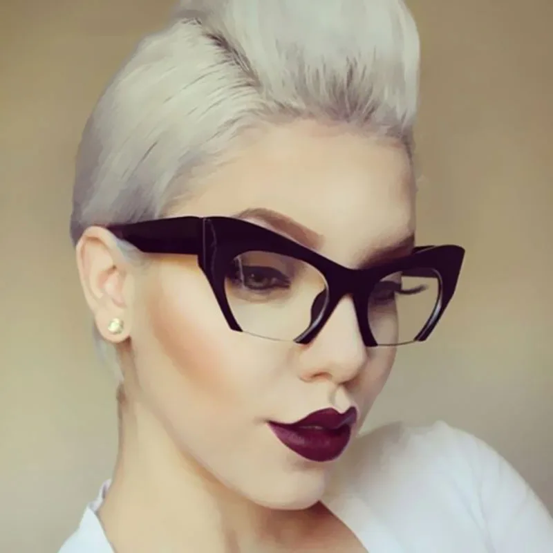 Retro Half Frame Cat Eye Women Sunglasses Fashion Big Black Clear Shades Sun Glasses Female Oversized De Soleil Femme AAAR06, Custom colors
Retro Half Frame Cat Eye Women Sunglasses Fashion Big Black Clear Shades Sun Glasses Female Oversized De Soleil Femme AAAR06, Custom colors