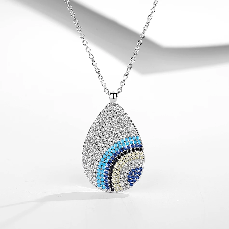 Real 925 Sterling Silver Zircon Water Drop Pendant Necklace Lucky Blue Eyes for Women Fashion Party Jewelry Gift
Real 925 Sterling Silver Zircon Water Drop Pendant Necklace Lucky Blue Eyes for Women Fashion Party Jewelry Gift