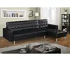 Black leather folding modern l shape sofa cum bed home furniture