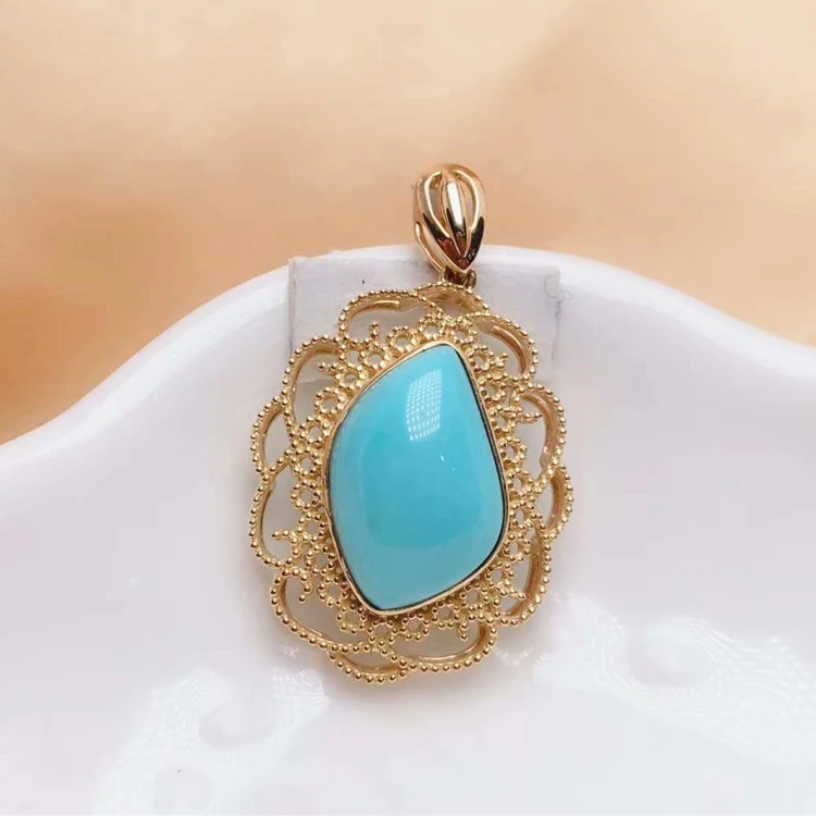 18k rose gold jewelry natural turquoise pendant design natural gemstones high quality jewelry for women
18k rose gold jewelry natural turquoise pendant design natural gemstones high quality jewelry for women