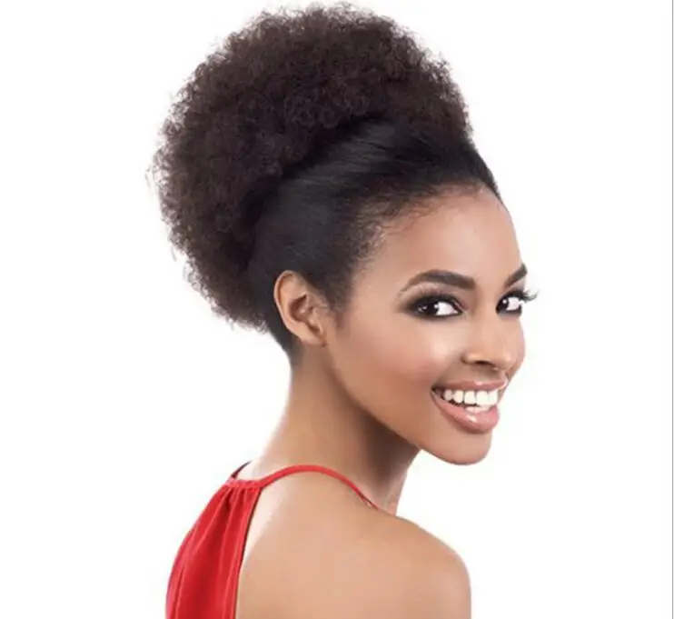Afro Kinky Curly Hair Bun Wrap Drawstring High Puff Ponytail Short Updo For Natural Hair With 2 Clips 4 Buy Synthetic Afro Puff Drawstring