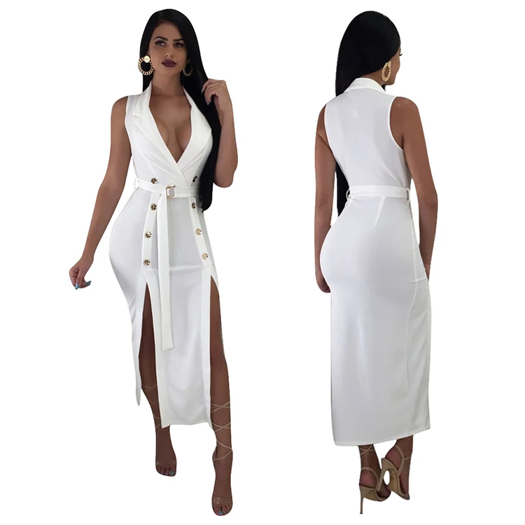 In Stock New Summer Women Dress High Split V Neck White Sleeveless Long Pencil One Piece Dress Ladies Office Wear
In Stock New Summer Women Dress High Split V Neck White Sleeveless Long Pencil One Piece Dress Ladies Office Wear