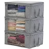 Sorbus Foldable Storage Bag Organizers Large Clear Window & Carry Handles, Great for Clothes Blankets Closets Bedrooms and More