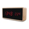 Square Wooden BAMBOO TABLE BAMBOO CLOCK frame alarm clock led mirror alarm clock with USB charger