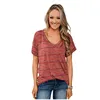 Women Summer Striped Cheap Ladies Tops With Pocket