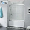 Mirror color 8mm unbreakable glass double sliding shower doors 2 piece quality stainless steel fiberglass shower stall