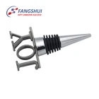 Hottest custom non spill feature sealer zinc alloy metal joy letter red wine bottle stoppers