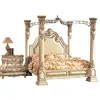 Victorian Inspired Antique White Luxury California King Poster Canopy Bed