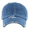 Distressed denim baseball caps and hats customized 6 panel high quality blank hat washed cap