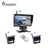 Podofo Wireless Vehicle Truck 2 Backup Cameras 7'' Monitor Ir Night Vision Waterproof Rear View Camera for RV Truck Trailer Bus