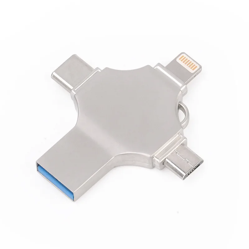 Metal cross 4 in 1 mobile phone U disk for Apple Android type-c USB3.0 U disk LOGO customization
Metal cross 4 in 1 mobile phone U disk for Apple Android type-c USB3.0 U disk LOGO customization