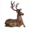 Customized Christmas decor Santa Sleight reindeer figurine,noel mult LEDs life size resin animals for promo gift