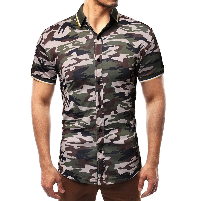Summer new men's Luokou collar casual large size camouflage short sleeve shirt
Summer new men's Luokou collar casual large size camouflage short sleeve shirt