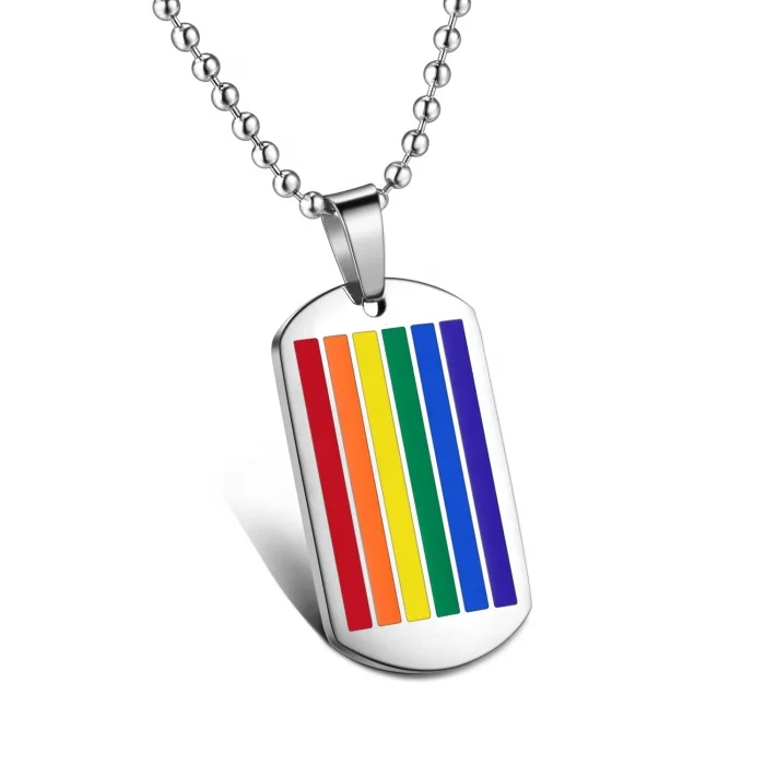 Fashion hot sale style stainless steel rainbow gay lesbian dog tag gay necklace with ball chain, Silver
Fashion hot sale style stainless steel rainbow gay lesbian dog tag gay necklace with ball chain, Silver