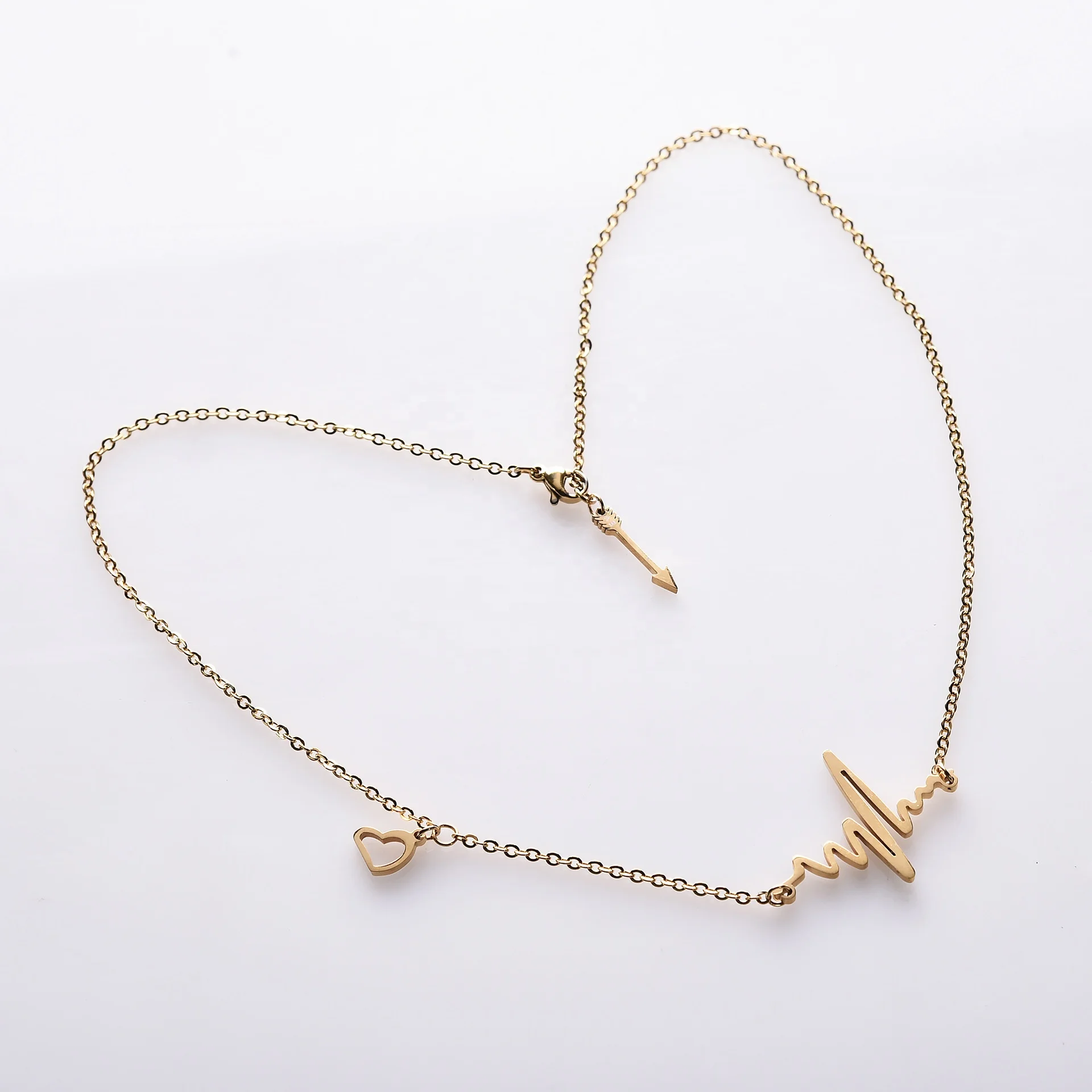18K Rose Gold Plated Link Chain Necklace Women Korean Style Arrow Heart Geometric Pendant Necklaces, Rose gold;silver
18K Rose Gold Plated Link Chain Necklace Women Korean Style Arrow Heart Geometric Pendant Necklaces, Rose gold;silver
