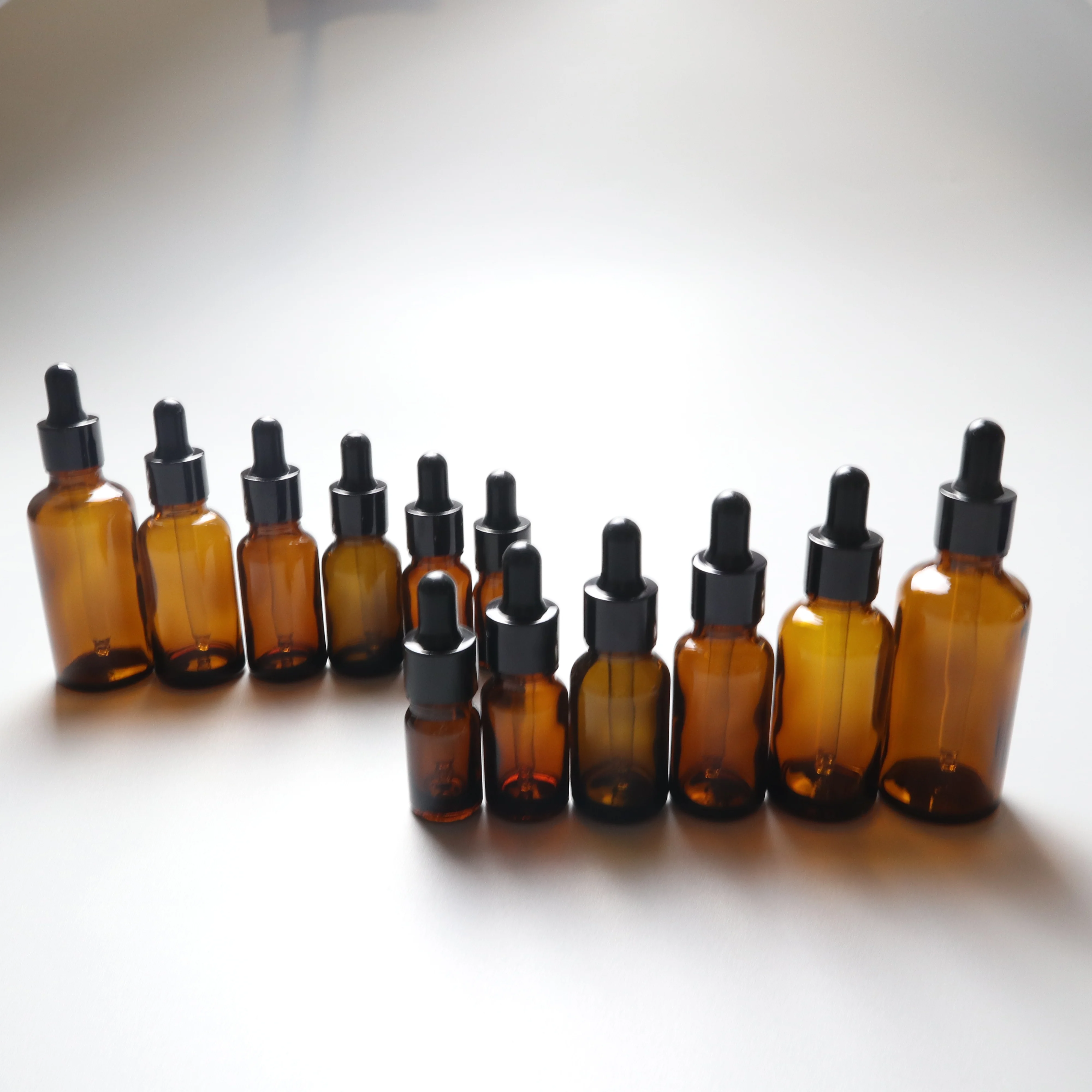 Wholesale 10ml 15ml 20ml 30ml 50ml 100ml Empty Amber Dropper Glass