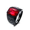 Hot sell fashion punk style stainless steel with red gemstone finger ring wholesale