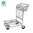 Rubber wheels Airport Moving luggage cart with brake