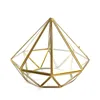 Candle Holder Planter Glasshouse wholesale Geometric Zinc & Glass Pyramid Shaped Terrarium Vase