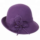 100% Wool Vintage Felt Cloche Bucket Bowler Hat Winter Women Church Bowler Hats