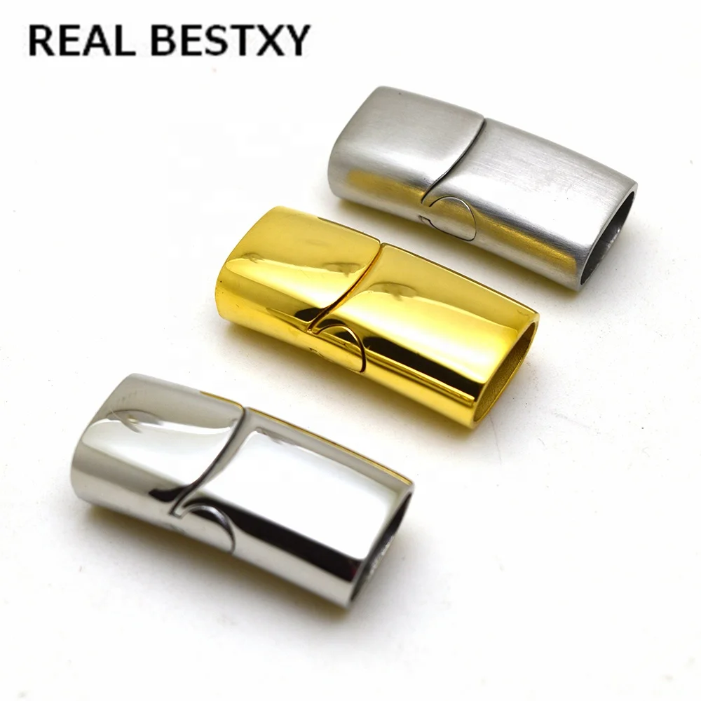 

custom logo, hole size:12*6mm High Polished 316l Stainless Steel Big Hole Size Oblate Magnet Clasp Bracelet magnetic buckles, As in picture or other colors customized