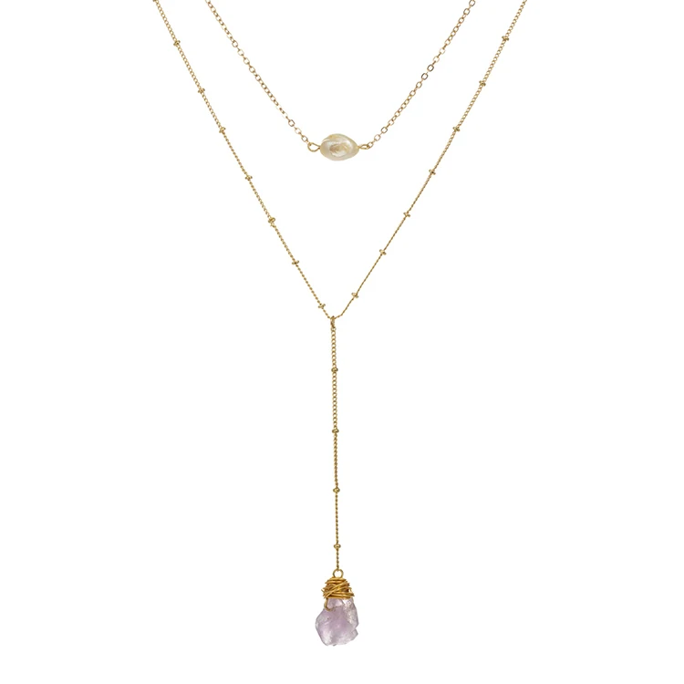 Amethyst Double Layered Choker Pendant Necklace for Women Beach Jewelry Boho Chic Wrap Purple Gold Chain Necklace Set Necklaces
Amethyst Double Layered Choker Pendant Necklace for Women Beach Jewelry Boho Chic Wrap Purple Gold Chain Necklace Set Necklaces