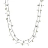 double layer plated silver glass faceted bead charm bamboo twisted brush necklace chain jewelry