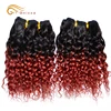 Onicca 11A grade water wave remy hair bundles mixed 1b black red ombre color raw malaysian curly hair