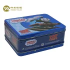 Toy packaging metal tin box with plastic handle tin lunch box