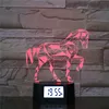 Christmas Birthday Gifts Horse Animal Shape Digital Alarm Clock 3D Night Lamp 3D illusion 7 colors Light