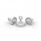 Neodymium flat pot magnet assembly with eyelet,white powder coated,diameter 32mm hook magnet