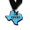 3d colorful silicone neck pendant ribbon chain Sport Custom arts metal sport marathon medal for souvenir