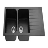 Extension 50/50 Double Bowl Black Granite Sink For Sale