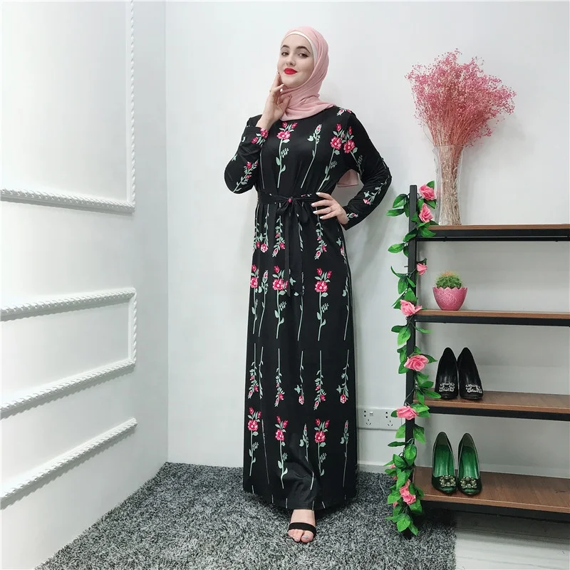 2019 new arrival in stock islamic middle east printed floral dress clothes muslim women abaya, Black
2019 new arrival in stock islamic middle east printed floral dress clothes muslim women abaya, Black