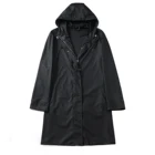 Black new Design Wholesale Hooded Cashual Men PU Trench Coat Long