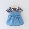 New cotton stripe tshirt kids clothes toddler summer dresses for baby girl