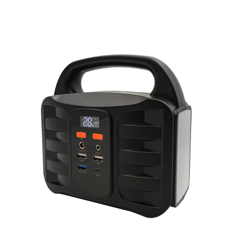 Portable power station 150Wh camping generator lithium power with AC socket DC port LED camping flashlight, Black
Portable power station 150Wh camping generator lithium power with AC socket DC port LED camping flashlight, Black