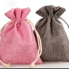 jute Linen Bags packaging bags drawstring pouch