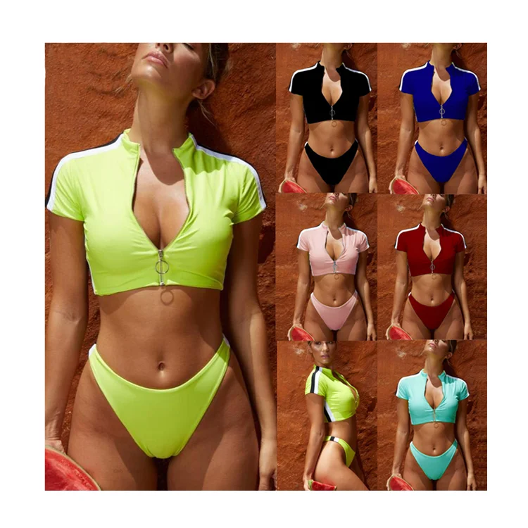 2019 New Bikini Zipper Short-Sleeved Sports Thong Two-Piece Suit Swimsuit Bikini Women Swimwear, Picture or customized
2019 New Bikini Zipper Short-Sleeved Sports Thong Two-Piece Suit Swimsuit Bikini Women Swimwear, Picture or customized