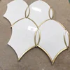 Best Classic tile Wall brass Line tile inlay with Thassos marble waterjet mosaic