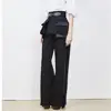 A2799 A Line Belt Skirt Pant Set Women Black Pant Summer Female High Waist Fashion Stylish Straight Trouser