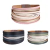 Handmade Braided Multilayer Magnetic Buckle Cuff Leather Bangle Bracelet for Women