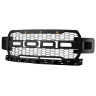 NEW 2018 MATTE BLACK RAPTOR STYLE FRONT GRILL GRILLE FOR FORD F150 F-150 W/3 LED