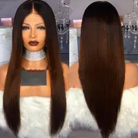 

Synthetic hair black to brown ombre wig for Women Balayage long silky straight hair cosplay wig