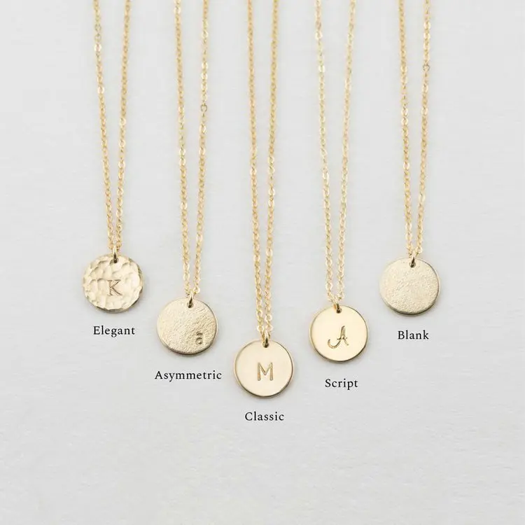 Personalized Circle Coin 18k Gold Plated Silver Disc Necklace, Picture 
Personalized Circle Coin 18k Gold Plated Silver Disc Necklace, Picture