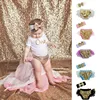 AJ-020 2019 Hot selling latest sequined PP ruffle shorts with bow headband outfits wholesale Toddler baby girls clothing set