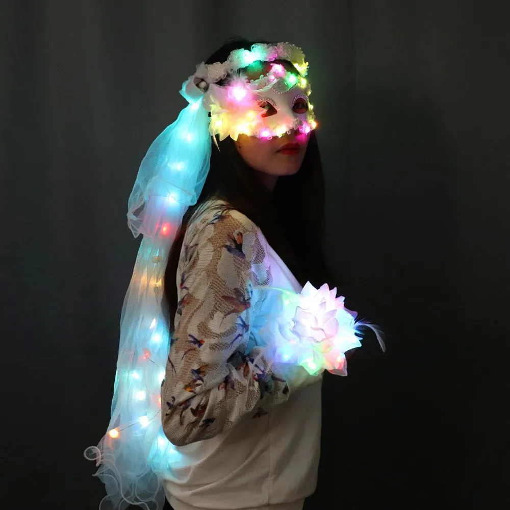 Colour LED Glowing Wreaths Veil Music Festival Party Electronic Sowing Equipment Stage Performance Veil Princess Hair ornaments, White
Colour LED Glowing Wreaths Veil Music Festival Party Electronic Sowing Equipment Stage Performance Veil Princess Hair ornaments, White