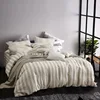 Wholesale yarn dyed bed striped series four sheets 100% pure linen bedding set